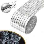 Buffer®1 Metre Uzunluğunda Gümüş Renk Aynalı Mozaik Taşlı Dekor Bandı 4 Cm X 1 Mt - 1