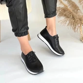 Tone Siyah Cilt Bağcıklı Kadın Spor Ayakkabı thumbnail 4