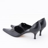 Beyken Hakiki Deri Siyah Kadın Topuklu Ayakkabı - 4