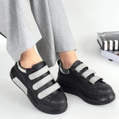 Elika Siyah Cilt Simli Cırt Cırtlı Kadın Spor Ayakkabı thumbnail 4