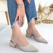 Jenti Bej Cilt Kadın Topuklu Ayakkabı thumbnail 4