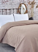 Komfort Home Çift Kişilik Dama Desen %100 Pamuk Pike / Sütlü Kahve - 1
