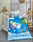 Komfort Home Baskılı %100 Pamuklu Silikon Elyaf Bebek Yorganı+Yastık - 1