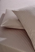 Komfort Home Çift Kişilik Çizgili Pamuk Saten Çarşaf Seti / Sütlü Kahve - 1