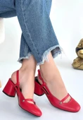 Jecci Kırmızı Cilt Kadın Topuklu Ayakkabı thumbnail 1