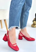 Jecci Kırmızı Cilt Kadın Topuklu Ayakkabı thumbnail 2