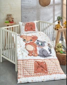 Komfort Home Baskılı %100 Pamuklu Silikon Elyaf Bebek Yorganı+Yastık - 1