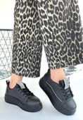 Leope Siyah Cilt Bağcıklı Kadın Spor Ayakkabı - 2