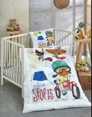 Komfort Home Baskılı %100 Pamuklu Silikon Elyaf Bebek Yorganı+Yastık - 1