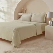 Komfort Home White Collection 120 Tel %100 Pamuk Percale Battal Boy Nevresim Takımı Bej - 1