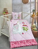 Komfort Home Baskılı %100 Pamuklu Silikon Elyaf Bebek Yorganı+Yastık - 1