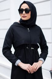 Belden Büzgülü Fermuarlı Kap - Siyah - 2