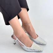 Sione Gümüş Cilt Topuklu Ayakkabı thumbnail 5