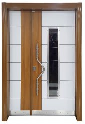 Tezwood 0163 Bina Giriş Kapısı,Eskitme Model Çelik Kapı,Villa Kapısı - 1