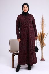 Kadin Gunluk Elbise Tesettur Leopar Desenli Buyuk Beden Elbise - 4