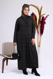 Kadin Gunluk Elbise Tesettur Leopar Desenli Buyuk Beden Elbise - 10