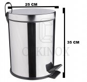 Hygiene Ofis Tipi Pedallı Çöp Kovası 12 Litre Krom Paslanmaz - 2