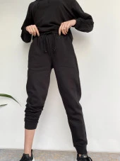 Kadın Siyah Kapüşonlu Eşofman Takımı thumbnail 6