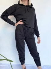 Kadın Siyah Kapüşonlu Eşofman Takımı thumbnail 7