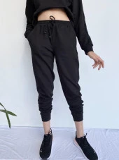 Kadın Siyah Kapüşonlu Eşofman Takımı thumbnail 8