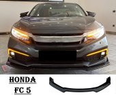 Honda Civic Fc5 için 2016 - 2019 3 Parça Piono Black Ön Lip - 1