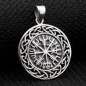 Viking Vegvisir Pusulası Denizci Gümüş Kolye Ucu - 1
