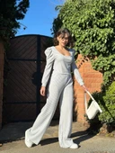 Fitilli prenses kol alt üst takım gri thumbnail 3