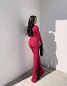 Pencereli detaylı alt üst takım bordo w3864 thumbnail 2