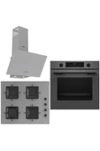 Bosch & Ferre Gray City 3 lü  Ankastre Set ( HUA717BN0T - SS208 - D088 ) Buhar Destekli Fırın thumbnail 1