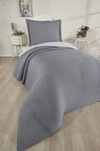 Elisa Dolgulu Çift Taraflı Tek Kişilik 180x240 Cm Yatak Örtüsü Antrasit thumbnail 2