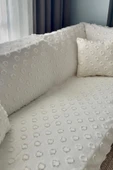 Konik Kırlent Kılıfı Hediyeli 170x210 cm Pamuklu Koltuk Örtüsü Krem - 2