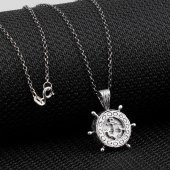 Cevşeni Kebir Dualı Çapa Dümen Tasarımlı Gümüş Kadın Kolye thumbnail 2