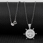 Cevşeni Kebir Dualı Çapa Dümen Tasarımlı Gümüş Kadın Kolye thumbnail 1