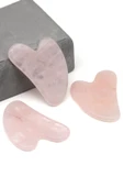 Pembe Kuvars Doğal Taş Gua Sha Yüz Masaj Taşı - 2