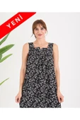 AYSUN TEKSTİL KALİTESİNDE PAMUKLU KUMAŞTAN GENİŞ KESİM YENİ DESEN CEPLİ ASKILI ELBİSE - 3