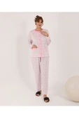 AYSUN TEKSTİL Kalitesinde Pamuklu Kumaş Geniş Kesim Önden Açık Anne Pijama Takım - 1