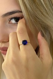 Minik Baget Safir Taşlı  925 Gümüş Yüzük - 1