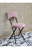 Siyah Boyalı Katlanır Tabure - Kamp Sandalyesi - Sandalye - Mutfak Taburesi - Tabure Pembe Renk 36 x 80 Boyut/Ebat thumbnail 2