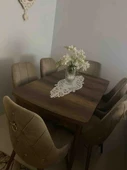 Asesva Serisi 80x132 MDF Barok Masa Metal Ayaklı Açılabilir Üst Kalite Mutfak Masası (TEK MASA) - 6
