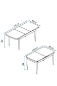 Asesva Serisi 80x132 MDF Barok Masa Metal Ayaklı Açılabilir Üst Kalite Mutfak Masası (TEK MASA) - 7