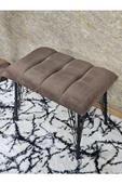 Metal Siyah Tel Ayaklı 60 cm Puf Bench - Puf - Bench - Oturak - Mutfak Oturağı - Antre Oturağı Kahverengi Renk 60 x 40 Boyut/Ebat thumbnail 4