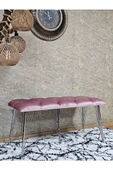 Metal Krom Tel Ayaklı 100 cm Puf Bench - Puf - Bench - Oturak - Mutfak Oturağı - Antre Oturağı Pembe Renk 100 x 40 Boyut/Ebat - 3