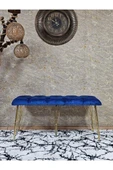 Metal Gold Tel Ayaklı 100 cm Puf Bench - Puf - Bench - Oturak - Mutfak Oturağı - Antre Oturağı Mavi Renk 100 x 40 Boyut/Ebat thumbnail 2