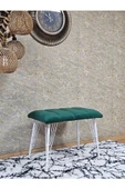 Metal Beyaz Tel Ayaklı 60 cm Puf Bench - Puf - Bench - Oturak - Mutfak Oturağı - Antre Oturağı Yeşil Renk 60 x 40 Boyut/Ebat thumbnail 3