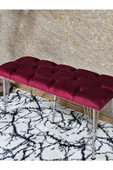 Metal Krom Tel Ayaklı 100 cm Puf Bench - Puf - Bench - Oturak - Mutfak Oturağı - Antre Oturağı Bordo Renk 100 x 40 Boyut/Ebat thumbnail 4