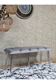 Metal Krom Tel Ayaklı 100 cm Puf Bench - Puf - Bench - Oturak - Mutfak Oturağı - Antre Oturağı Gri Renk 100 x 40 Boyut/Ebat thumbnail 3