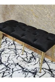 Metal Gold Tel Ayaklı 100 cm Puf Bench - Puf - Bench - Oturak - Mutfak Oturağı - Antre Oturağı Siyah Renk 100 x 40 Boyut/Ebat thumbnail 4