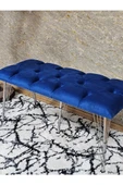 Metal Krom Tel Ayaklı 100 cm Puf Bench - Puf - Bench - Oturak - Mutfak Oturağı - Antre Oturağı Mavi Renk 100 x 40 Boyut/Ebat thumbnail 4