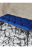 Metal Siyah Tel Ayaklı 100 cm Puf Bench - Puf - Bench - Oturak - Mutfak Oturağı - Antre Oturağı Mavi Renk 100 x 40 Boyut/Ebat thumbnail 4