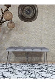 Metal Krom Tel Ayaklı 100 cm Puf Bench - Puf - Bench - Oturak - Mutfak Oturağı - Antre Oturağı Gri Renk 100 x 40 Boyut/Ebat thumbnail 2